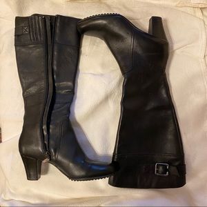 Black tall leather boots